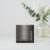 Minimal Metal Stripe Bronze ID792 Quadratische Visitenkarte (Stehend Vorderseite)