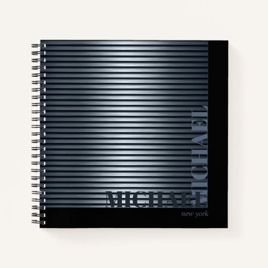 Minimal Metal Stripe Steel Blue ID792 Notizblock (Vorderseite)