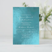Minimal Metallic Tiffany Ocean Blue Aqua Glas Einladung (Stehend Vorderseite)