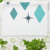 Minimal Mid Mod Diamonds Türkis Geschirrtuch (Gefaltet)