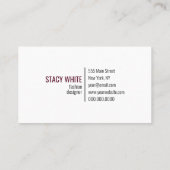 Minimal minimale Logos Modernes schlankes Burgund Visitenkarte (Rückseite)