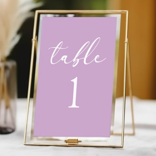 Minimal Minimalist Elegant Lilac Wedding Tischnummer