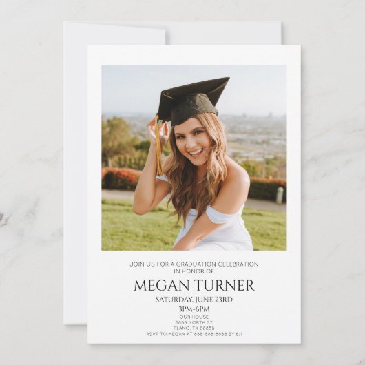 Minimal Minimalist Photo Arch Graduation Party Einladung (Rückseite)