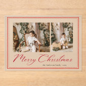 Minimal Minimalist Script Photo Christmas Card Acryleinladungen (Vorderseite)