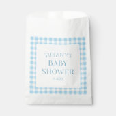 Minimal Minimalistisch Blue Kariert Baby Dusche Geschenktütchen (Vorderseite)