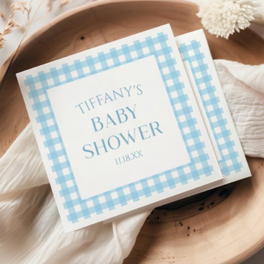 Minimal Minimalistisch Blue Kariert Baby Dusche Serviette