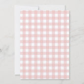 Minimal Minimalistisch moderne, rosa Karierte Baby Einladung (Rückseite)