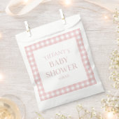 Minimal Minimalistisch rosa Karierte Babydusche Geschenktütchen (Ausgeschnitten)