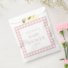 Minimal Minimalistisch rosa Karierte Babydusche Geschenktütchen