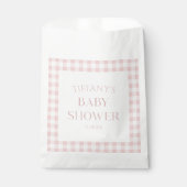 Minimal Minimalistisch rosa Karierte Babydusche Geschenktütchen (Vorderseite)