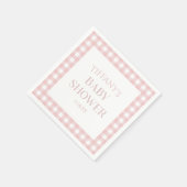 Minimal Minimalistisch rosa Karierte Babydusche Serviette (Ecke)