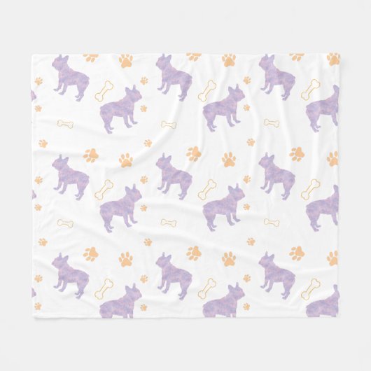 Minimal mint french bulldog Silhouette blanket Fleecedecke (Vorderseite (Horizontal))