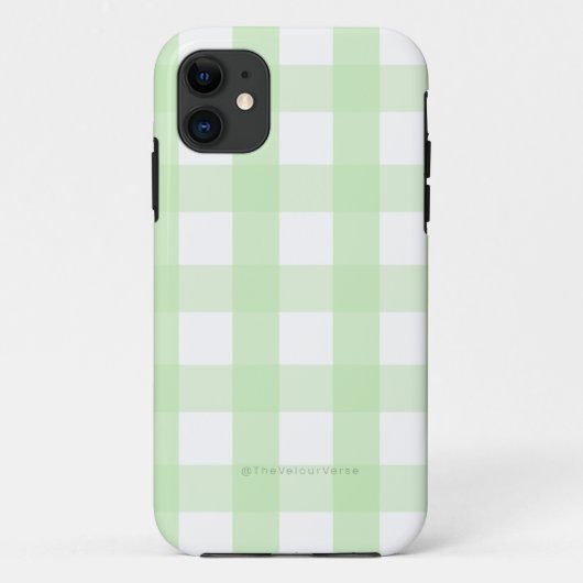 Minimal Mint Green Gingham iPhone Case (Rückseite)