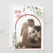 Minimal Mistletoe Newlyweds Arch Foto Weihnachten (Vorderseite)