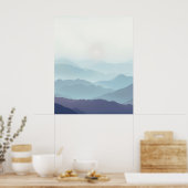 Minimal Misty Mountain Wall Art Print Poster (Küche)