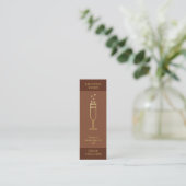 Minimal Mocha Event Logo Gold Bubbly Drink Voucher Mini Visitenkarte (Stehend Vorderseite)