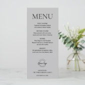 Minimal Mod Gray Black Corporate Event Logo Custom Menükarte (Stehend Vorderseite)