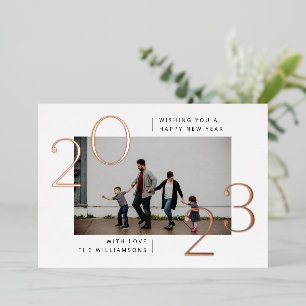 Minimal Modern 2023 Foil New Year Foto Card Folien Feiertagskarte