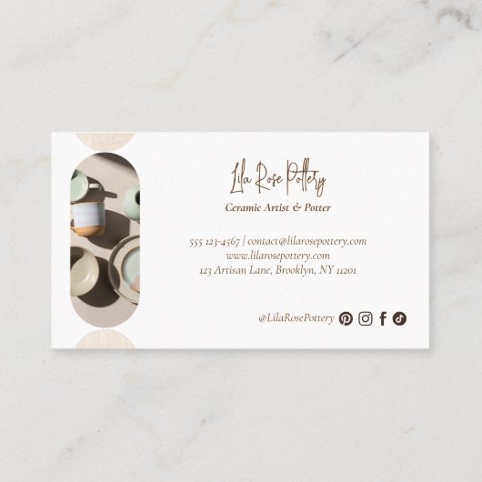 Minimal Modern Abstract Photo Handmade Pottery Visitenkarte (Rückseite)