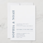 Minimal Modern Alice Blue Elegante Hochzeit Einladung (Vorderseite)