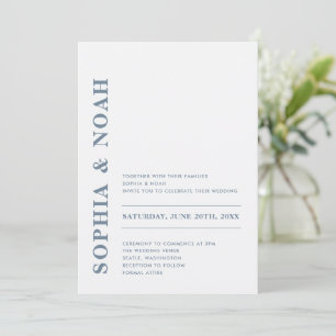 Minimal Modern Alice Blue Elegante Hochzeit Einladung