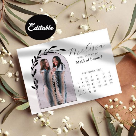 Minimal Modern Arch Bridesmaid Vorschlag Card Einladung