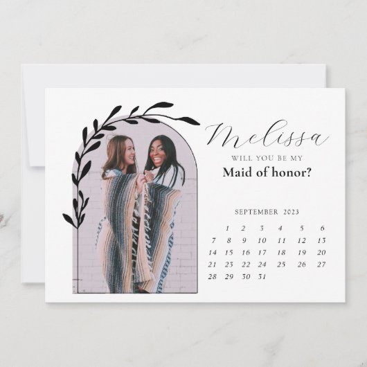 Minimal Modern Arch Bridesmaid Vorschlag Card Einladung (Vorderseite)