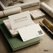 Minimal Modern Architect | QR Code Warm White Visitenkarte