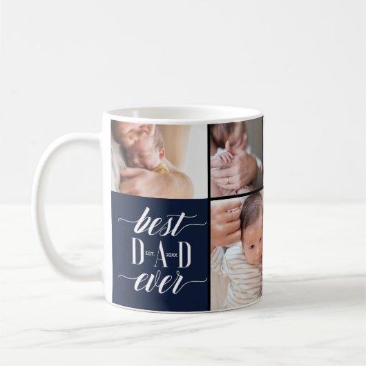 Minimal Modern Best Vater je Script FotoCollage Kaffeetasse (Links)