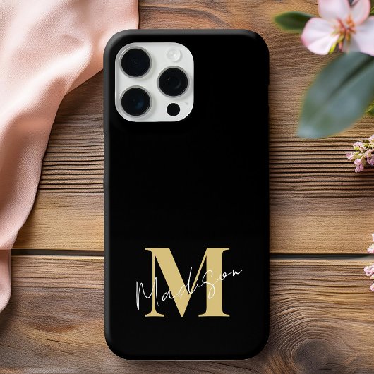 Minimal Modern Black Gold Erstmonogramm Case-Mate iPhone Hülle