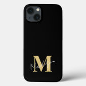 Minimal Modern Black Gold Erstmonogramm Case-Mate iPhone Hülle (Rückseite)