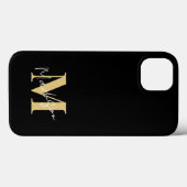 Minimal Modern Black Gold Erstmonogramm Case-Mate iPhone Hülle (Rückseite (Horizontal))