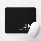 Minimal modern Block Monogram Black Mousepad (Mit Mouse)