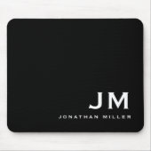 Minimal modern Block Monogram Black Mousepad (Vorne)