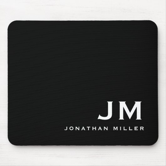 Minimal modern Block Monogram Black Mousepad (Vorne)
