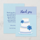 Minimal Modern Blue Wedding Cake Danke Karte (Vorne/Hinten)