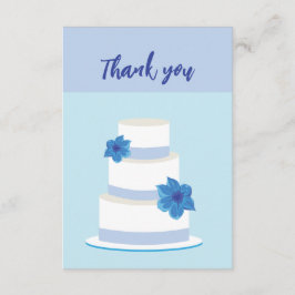 Minimal Modern Blue Wedding Cake Danke Karte
