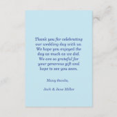 Minimal Modern Blue Wedding Cake Danke Karte (Rückseite)