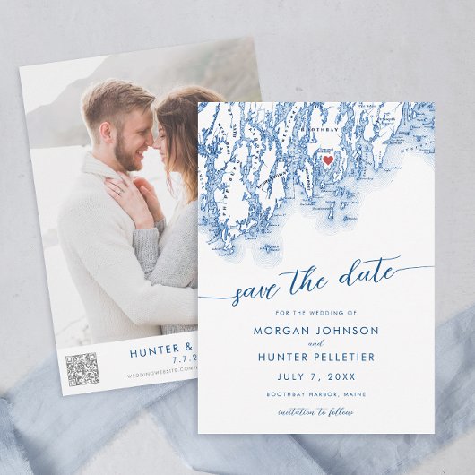 Minimal Modern Boothbay Hafen Maine Karte