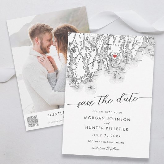 Minimal Modern Boothbay Hafen Maine Karte