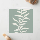 Minimal Modern Botanical Silhouette in Flow Sage Mitteilungskarte (Vorderseite/Rückseite Beispiel)