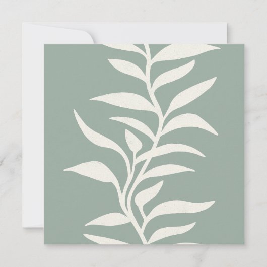 Minimal Modern Botanical Silhouette in Flow Sage Mitteilungskarte (Vorderseite)