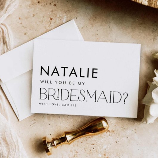 Minimal Modern Bridesmaid Vorschlag Card Einladung