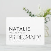 Minimal Modern Bridesmaid Vorschlag Card Einladung (Stehend Vorderseite)