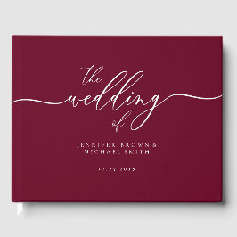 Minimal Modern Burgundy Wedding Guest Gästebuch