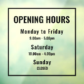 “Minimal Modern Business Hours Sign | Custom Fensteraufkleber (Blatt 3)