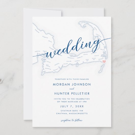 Minimal Modern Chatham Bars Inn Wedding Einladung (Vorderseite)