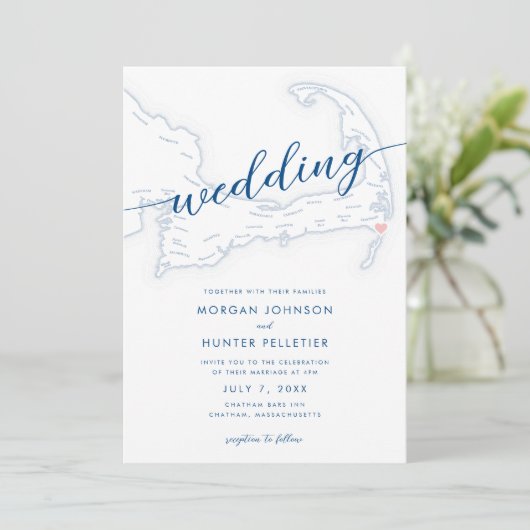 Minimal Modern Chatham Bars Inn Wedding Einladung (Stehend Vorderseite)