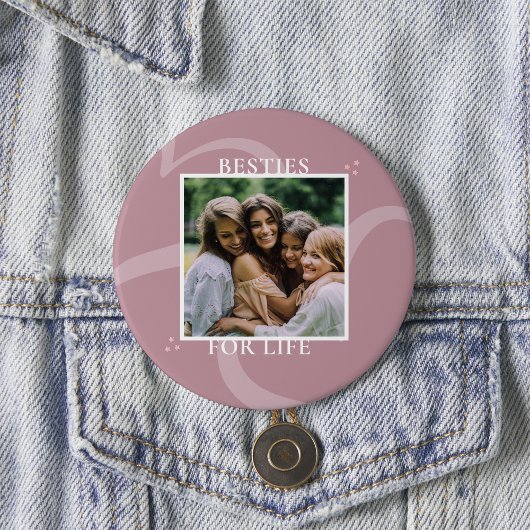 Minimal Modern Chic Pink Besties Galentine's Day Button
