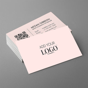 Minimal Modern Chic Pink Social Media QR-Logo Visitenkarte